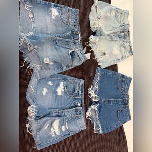 Distressed Denim Shorts - Light to Medium Blue (4 pairs)